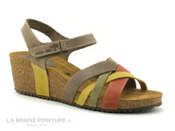 Inter Bios 5637 Kaki Moutarde Orange - Sandale Compensee Femme